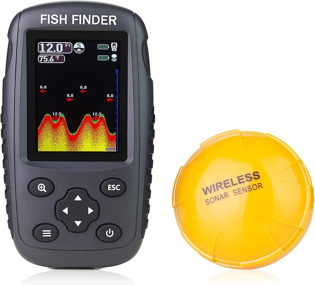 Venterior Portable Rechargeable Fish Finder Wireless Sonar Sensor Fishfinder Depth Locator with Fish Size